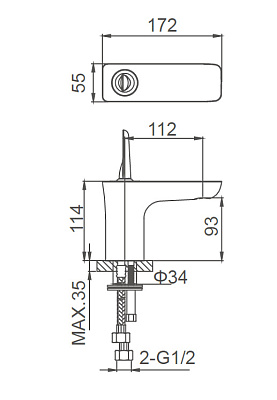 Смеситель для раковины WONZON & WOGHAND SHARK, Хром WW-48B1101-CR