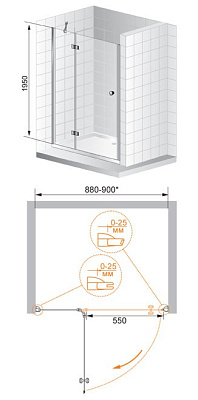 Душевая дверь в нишу Cezares Verona B12 100 C Cr