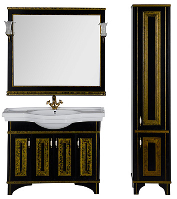 Зеркало Aquanet Валенса 110 черный краколет/золото