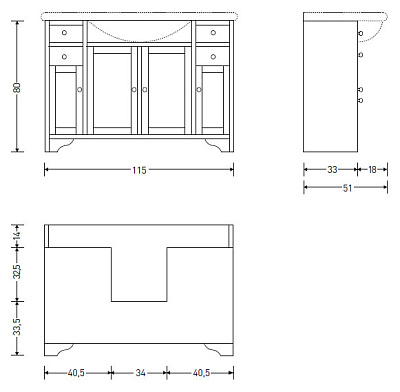 Тумба с раковиной Eban Gemma 120 белая