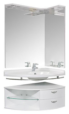 Тумба с раковиной De Aqua Трио белый R фурнитура хром