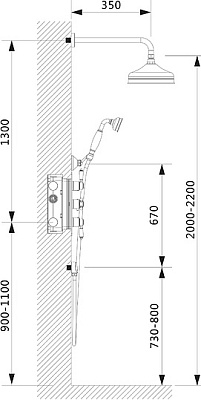 Душевая система встроенная с термостатом Timo Nelson SX-1391/02SM антик