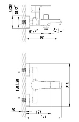 Смеситель Lemark plus Factor LM1612C для ванны с душем