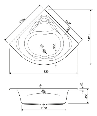 Акриловая ванна CEZARES Cetina 130x130