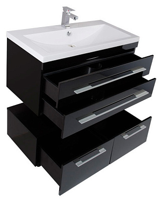 Тумба с раковиной Aquanet Нота 90 черная