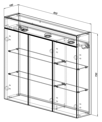 Зеркало-шкаф Cezar Sanus 90 белый