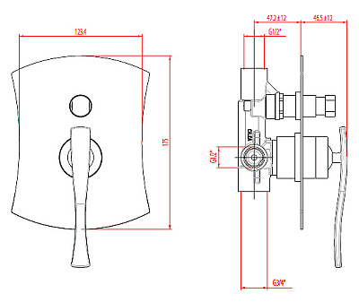 Смеситель Gattoni Icarus 4334C0 для ванны с душем