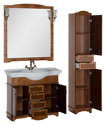 Тумба с раковиной Aquanet Луис 100 NEW темный орех