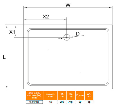 Поддон для душа Cezares SMC AH 160x90 см