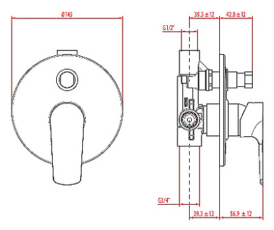 Смеситель Gattoni H2OMIX 3000 3034С0 для ванны с душем
