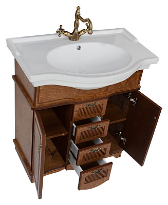 Тумба с раковиной Aquanet Луис 80 NEW темный орех