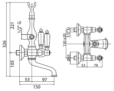 Смеситель Cezares First FIRST-VD-03/24-Bi для ванны с душем