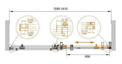 Душевая дверь в нишу Cezares STYLUS-O-M-BF-1-160-C-Cr