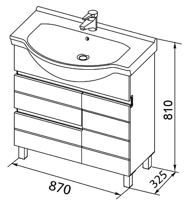Тумба с раковиной Aquanet Доминика 90 черная