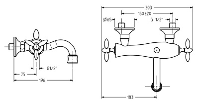 Смеситель Gattoni Timor 18001V0 для ванны с душем