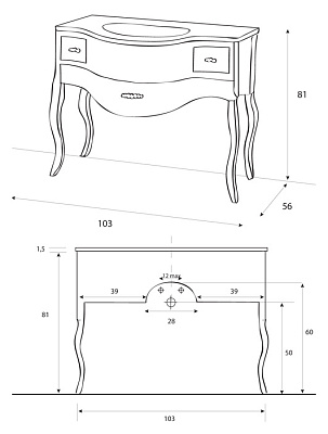 Тумба с раковиной Cezares Lady bianco perla frassinato nero