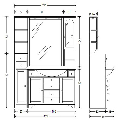 Мебель для ванной Eban Eleonora Modular 130 R орех