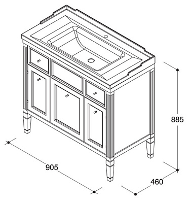 Тумба с раковиной Caprigo Альбион 90 BIANCO Light Vintage