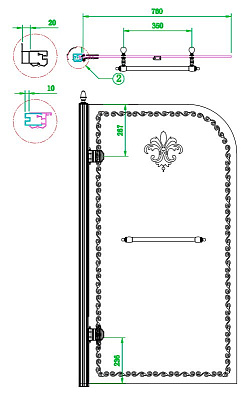 Шторка для ванны Cezares RETRO-A-V-1-80/145-CP-G-L