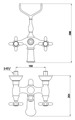 Смеситель Timo Ritz 0144Y Silver для ванны с душем
