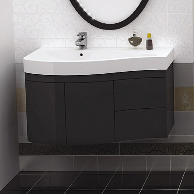 Тумба с раковиной Aquanet Сопрано 2-95  черная L