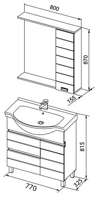 Мебель для ванной Aquanet Доминика 80 черная