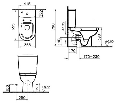 Унитаз-компакт VitrA Form 300 9729B003 стандартное сиденье