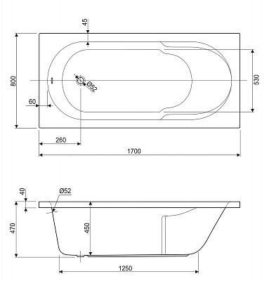 Акриловая ванна CEZARES Arno 170x80