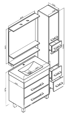 Мебель для ванной Бриклаер Чили 80 светлая лиственница