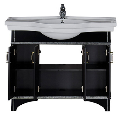 Тумба с раковиной Aquanet Валенса 110 черный краколет/серебро