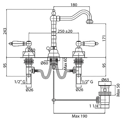 Смеситель Cezares Diamond DIAMOND-BLS2-03/24-Sw для раковины