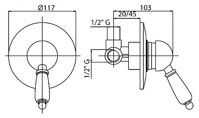 Смеситель Cezares Elite ELITE-DIM-01-Bi для душа