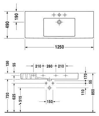 Раковина Duravit Vero 0329120000 (125 см)