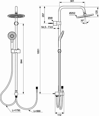 Душевая стойка Ideal Standard Idealrain Eco Evo A6943AA