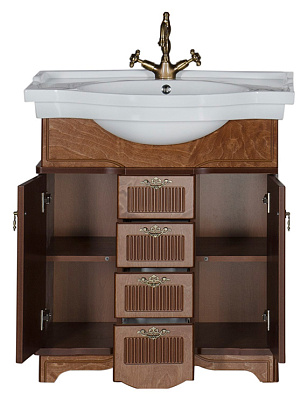 Тумба с раковиной Aquanet Луис 80 NEW темный орех