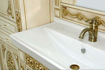 Тумба с раковиной Misty Беатрис 80 бежевая патина