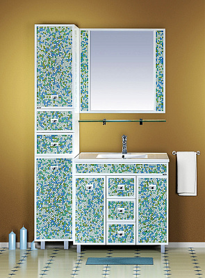 Зеркало Misty Жемчужина 75 бело-голубая мозаика