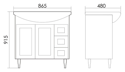 Тумба с раковиной Атолл Палермо 285 витрина