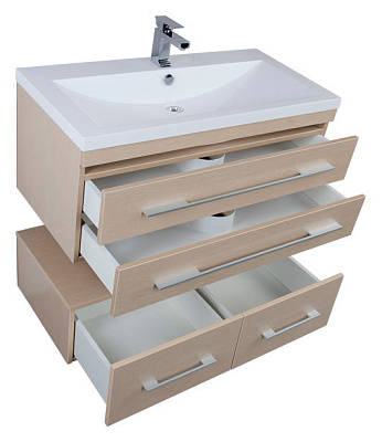 Тумба с раковиной Aquanet Нота 100 светлый дуб