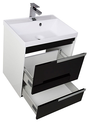 Тумба с раковиной Aquanet Тиволи 60 черная