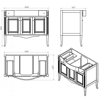 Тумба с раковиной Timo Aura 110 M-VR avorio/bronze