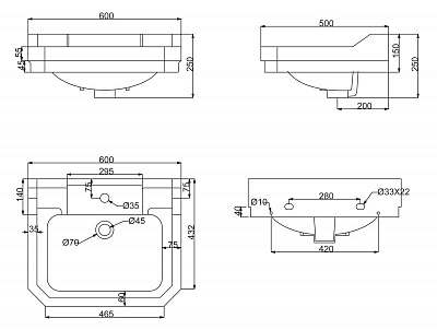 Чаша для раковины BelBagno Trevi BB135L