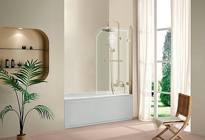 Шторка для ванны Cezares RETRO-A-V-1-80/145-CP-G-R