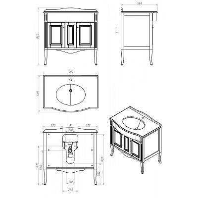 Тумба с раковиной Timo Aura 90 M-R bianco/silver