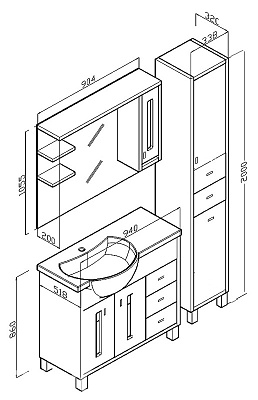 Зеркало-шкаф Бриклаер Бали 90 L
