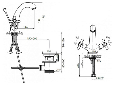 Смеситель Cezares Retro LS1-02 для раковины