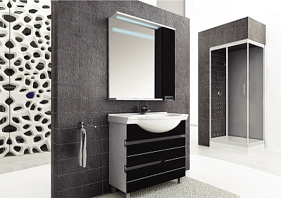 Тумба с раковиной Aquanet Доминика 100 черная