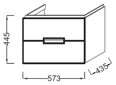 Тумба с раковиной Jacob Delafon Reve 60 белый бриллиант 2 ящика