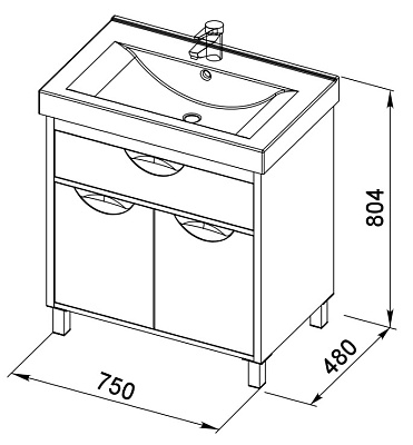 Тумба с раковиной Aquanet Гретта 75 венге
