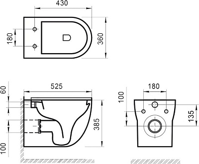 Чаша для унитаза подвесного BelBagno Onda BB066CHR